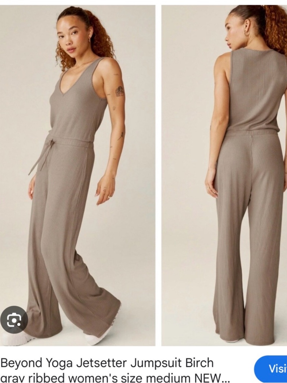 Beyond Yoga Ribbed Tank Jumpsuit in Birch Taupe